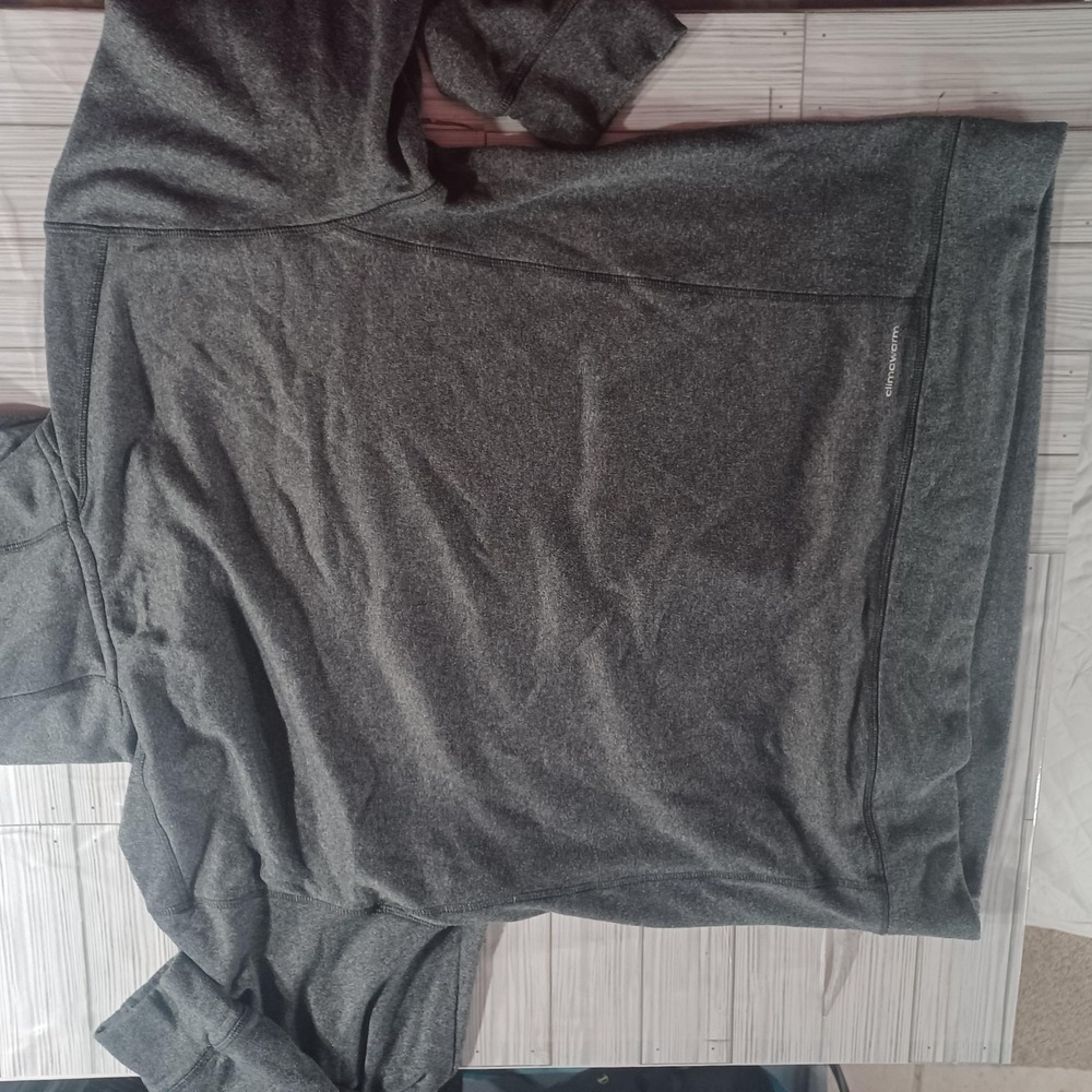 Adidas Hoodie Womens XL Gray Fleece Pullover Sweatshirt Kangaroo Pocket Logo - Picture 5 of 6